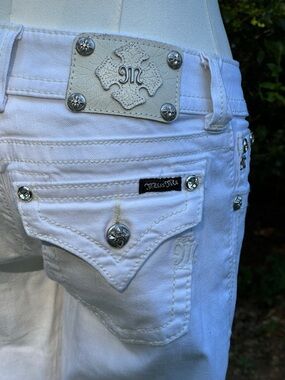 Miss Me White Boot Cut Jeans Embellished Back Pocket